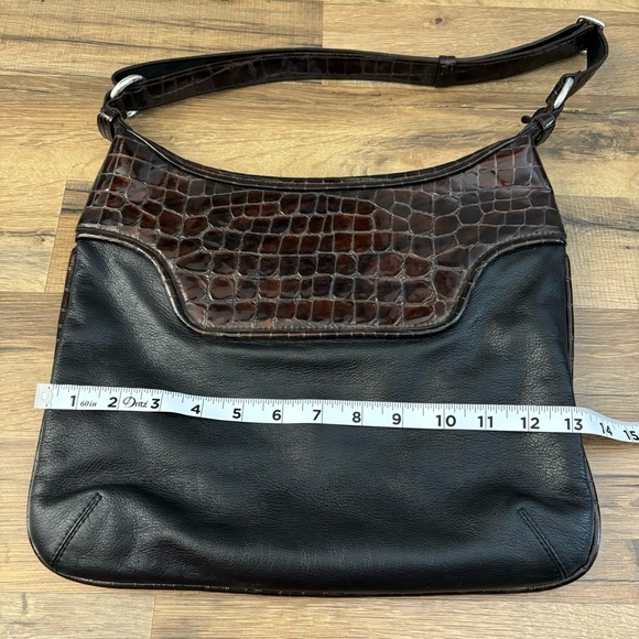 Brighton Croc Embossed Patent Leather Crossbody Handbag Purse - Picture 5 of 11